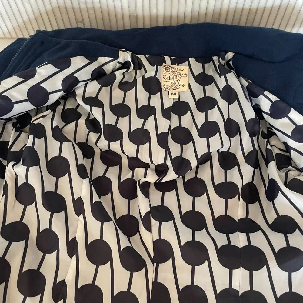 Tulle Orignal Clothing Anthropologie ‎ Navy Hooded Toggle Coat, Size M